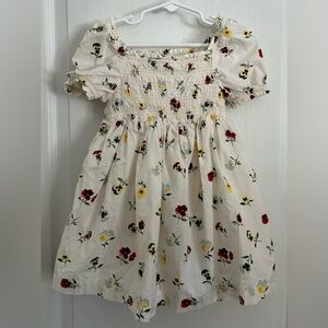 Gap X Doen Girls White Dainty Floral Smocked Dress Sz 3 Years Cottagecore